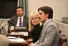 Dr. Heather Morrison, P.E.I.’s chief health officer, left, and Shawn Martin, the provincial harm reduction co-ordinator, speak at the Oct 25 Standing Committee on Health and Social Development. - Logan MacLean • The Guardian