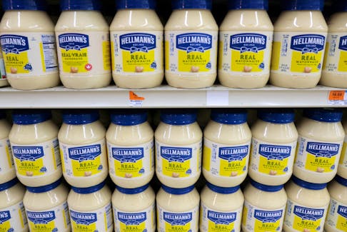 Hellmann's, a brand of Unilever, is seen on display in a store in Manhattan, New York City, U.S., March 24, 2022.