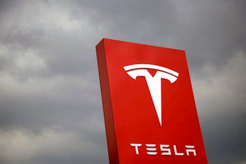 The logo of Tesla is seen in Taipei, Taiwan August 11, 2017.