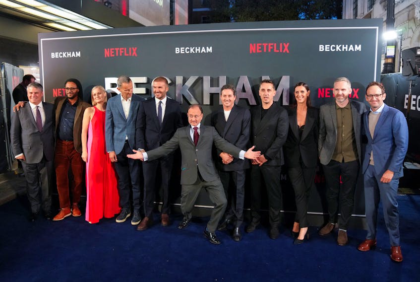 By Hanna Rantala LONDON (Reuters) - David Beckham turned the premiere of his new Netflix documentary into a family affair on Tuesday as the former footballer was joined by his wife, fashion designer