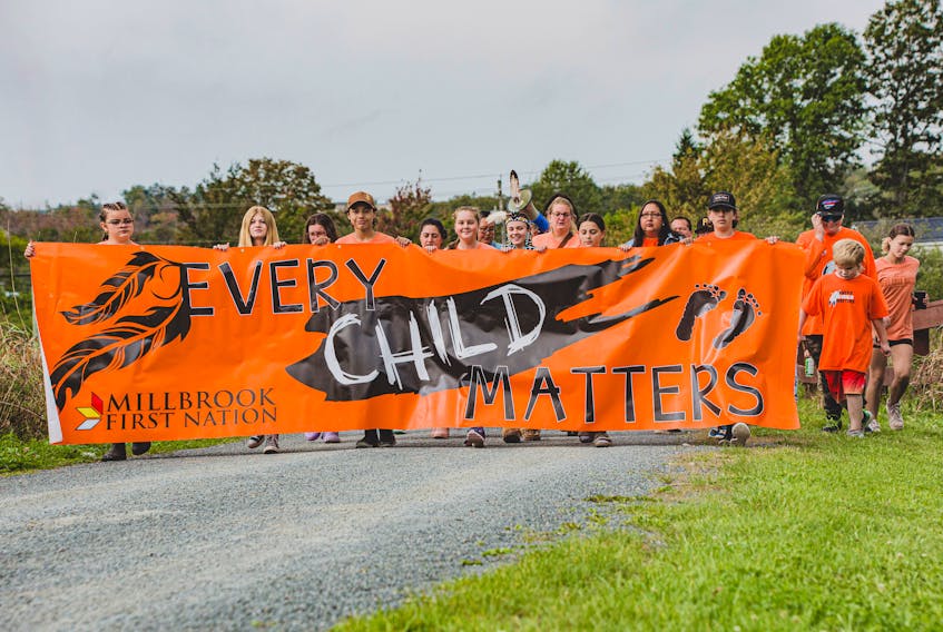 A large crowd of people turned out to participate in the fourth annual Truth and Reconciliation Walk on the morning of Sept. 30 in Millbrook. NICK GAINES PHOTOGRAPHY