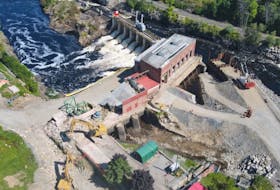 An aeriel view of the work to decommission the Milltown Generating Station. - NB Power