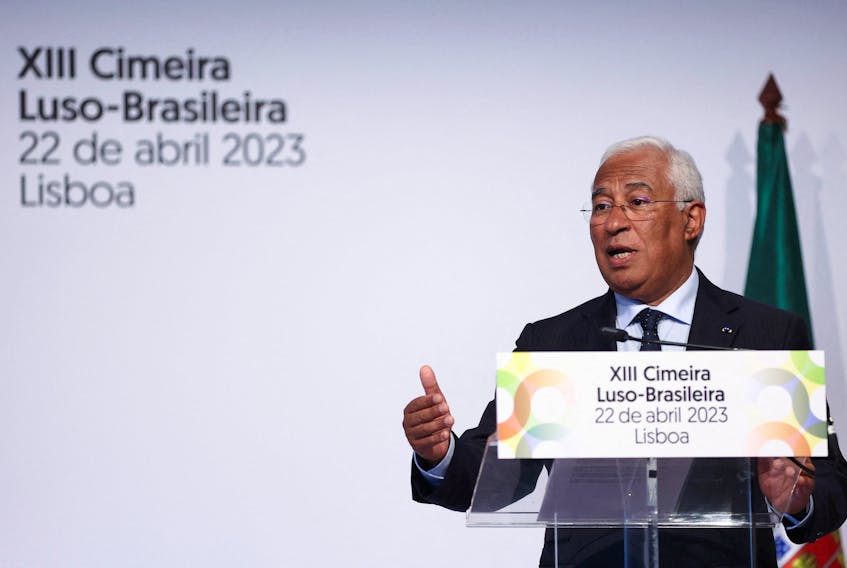 By Sergio Goncalves LISBON (Reuters) - The Portuguese government will end the year with a budget surplus, its second in almost five decades, compared with a deficit equivalent to 0.4% of gross