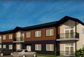 A digital rendering of the two-floor, 42-unit apartment building Tressa Bevington, of Compass Housing Inc., has proposed for 302 Mowatt Dr.