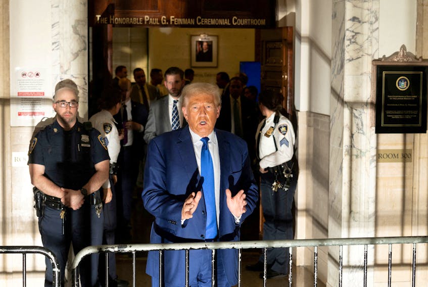 Former U.S. President Donald Trump attends the Trump Organization civil fraud trial, in New York State Supreme Court in the Manhattan borough of New York City, U.S., October 25, 2023.
