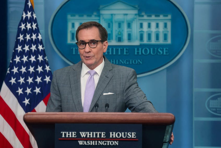 White House National Security Council Strategic Communications Coordinator John Kirby takes part in a press briefing held by White House Press Secretary Karine Jean-Pierre at the White House in Washington, U.S., October 23, 2023.