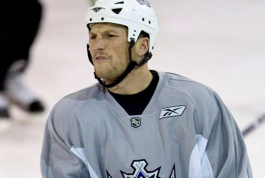 You can guess the word Sean Avery is screaming out loud during Kings practice at Lakeshore Lions arena, Dec. 5, 2005.