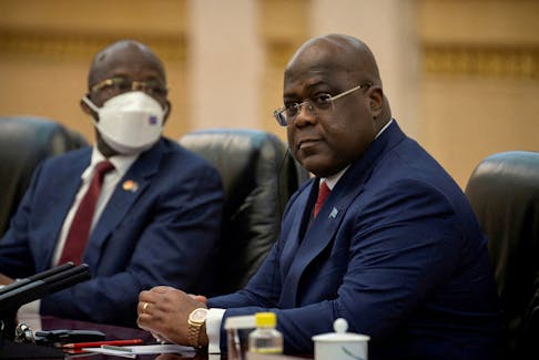 Democratic Republic of Congo's President Felix Tshisekedi attends talks with Chinese Premier Li Qiang at the Great Hall of the People in Beijing, China May 26, 2023.