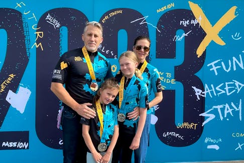 Kris Greek and his family participated in this year’s BMO Ride for Cancer, raising funds for Atlantic Canada’s first-ever CAR-T therapy lab at the QEII Health Sciences Centre. PHOTO CREDIT: Contributed
