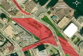 Halifax's Cogswell Street will close during phase one of a two phase construction plan, with the first phase seeing the road closed from Oct. 18 until June 2024. Google Street View