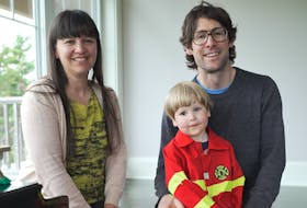Alana Yorke with her husband Ian Bent and their son. PHOTO CREDIT: QEII Foundation
