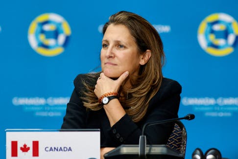 Canada's Deputy Prime Minister and Minister of Finance Chrystia Freeland attends the Canada-CARICOM Summit in Ottawa, Ontario, Canada October 18, 2023.