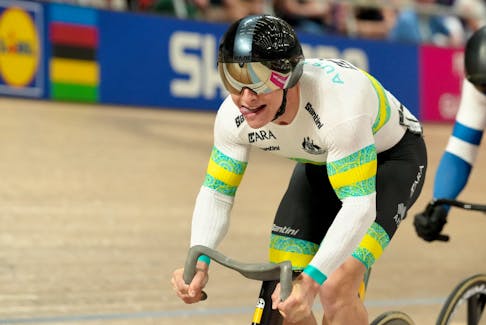 Cycling - UCI World Championships 2023 - Emirates Arena, Glasgow, Scotland, Britain - August 5, 2023 Australia's Matthew Richardson in action during the men's elite sprint 1/8 finals