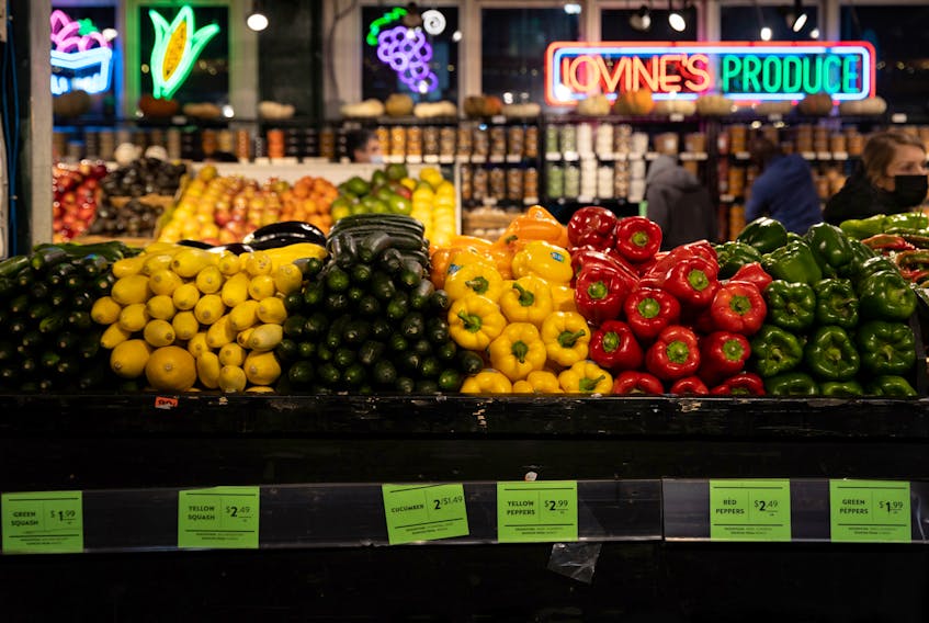 Vegetables are pictured at a produce shop at Reading Terminal Market after the inflation rate hit a 40-year high in January, in Philadelphia, Pennsylvania, U.S. February 19, 2022. 