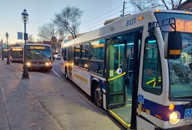 Buses in downtown Fredericton wait at Kings Place to pick up passengers. - John Chilibeck, Local Journalism Initiative Reporter, The Daily Gleaner