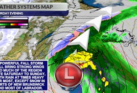 A developing storm will bring strong winds for most, heavy rain for some, and snow for parts of N.B., and Labrador this weekend.