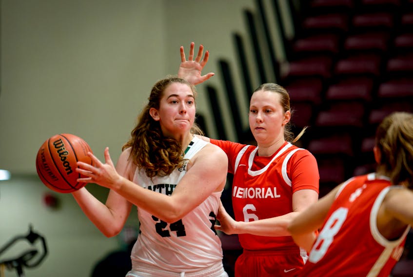 St. John’s native Claire Hickman (6) is back playing basketball with the Memorial University Sea-Hawks women’s basketball team after a couple of years away from the game. Udantha Chandre/MUN Athletics