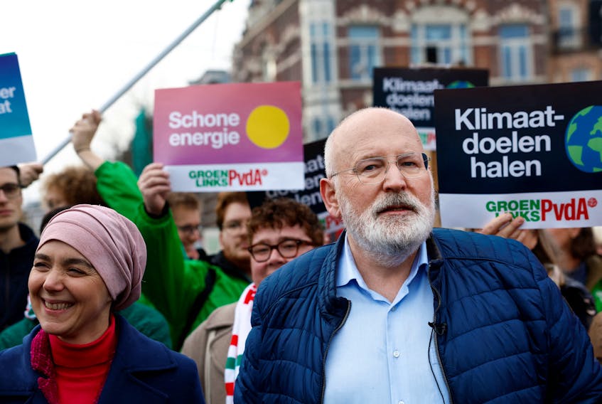 The leading candidate of the Dutch Labour Party, Frans Timmermans attends The March for Climate and Justice to demand political change before the elections in Amsterdam, Netherlands, November 12, 2023.