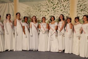 Krista Morine, second from right, a former Princess Wolfville, wants the Annapolis Valley Apple Blossom Festival board of directors to reinstate the Queen Annapolisa competition. CONTRIBUTED