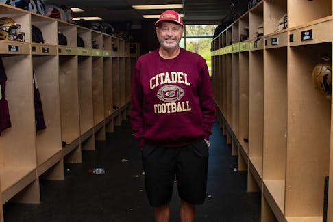 Citadel High football coach Mike Tanner poses for a photo in the team's locker room on Wednesday, Nov. 15, 2023.
Ryan Taplin - The Chronicle Herald