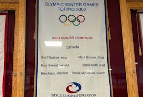 This Olympic championship banner was returned to the Remax Centre in St. John’s by Jamie Korab after spending the last several years in his home. Contributed photo