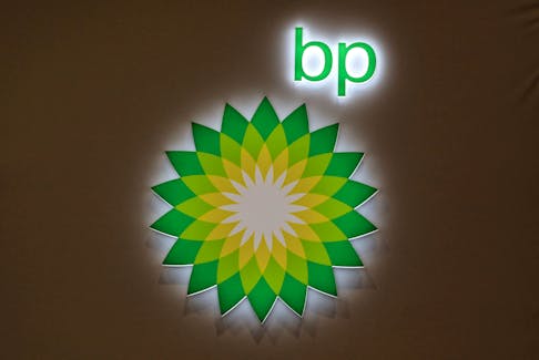 The logo of British multinational oil and gas company BP is displayed at their booth during the LNG 2023 energy trade show in Vancouver, British Columbia, Canada, July 12, 2023.
