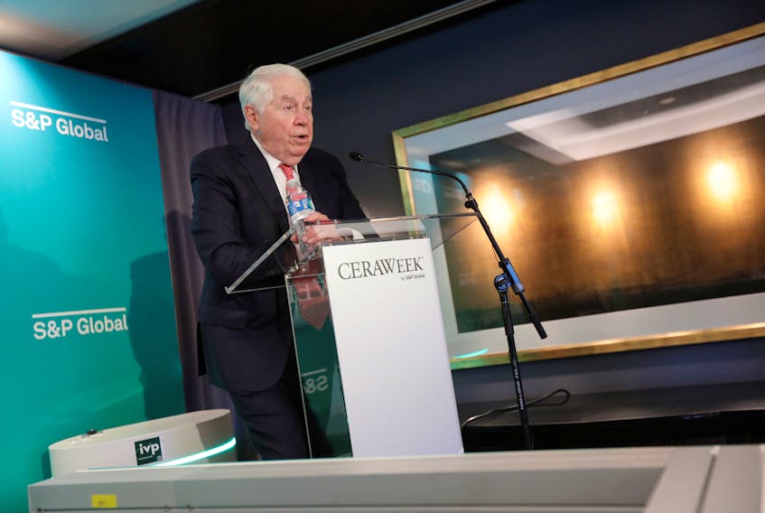 Richard Adkerson, CEO of Freeport-McMoRan, speaks at a news conference at the CERAWeek energy conference by S&P Global in Houston, Texas, U.S. March 9, 2022.