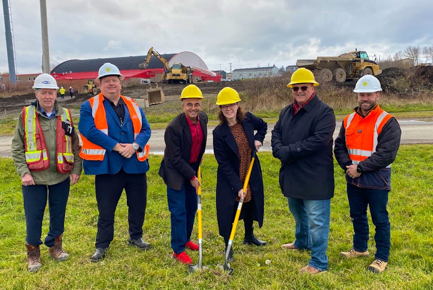 The official ground breaking for the new waste water collection and treatment facility on Lower North Street in Glace Bay took place on Wednesday afternoon. Shown, from the left are, Jim Kehoe, owner of Joneljim Construction, Cape Breton Regional Municipality Director of Engineering Wayne MacDonald, Cape Breton-Canso MP Mike Kelloway, CBRM Mayor Amanda McDougall-Merrill, Deputy Mayor James Edwards, and Matt Viva, the manager of waste water for the CBRM. The project is considered secondary level treatment with a sequencing batch reactor. It will have the ability to treat up to 45 million litres of wastewater per day, for a service population of 14,536. Its construction period will span approximately three years and will utilize the existing outfall. The construction cost is $51,531,046 and Joneljim Construction will be the general contractor. The project also includes the construction of four new sewer pumping stations, upgrades to three existing pumping stations, installation of a new collector sewer, and upgrades to the existing sewer collection network, according to a press release issued from the CBRM. CONTRIBUTED - CBRM