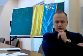 Maxim Timchenko, Chief Executive Officer (CEO) of DTEK speaks during a video interview with Reuters amid Russia's invasion of Ukraine, in west Ukraine, March 9, 2022 in this screengrab obtained from a video. Video recorded March 9, 2022.