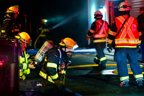 A commercial business in Seal Cove was extensively damaged by fire early Saturday morning. Keith Gosse/The Telegram