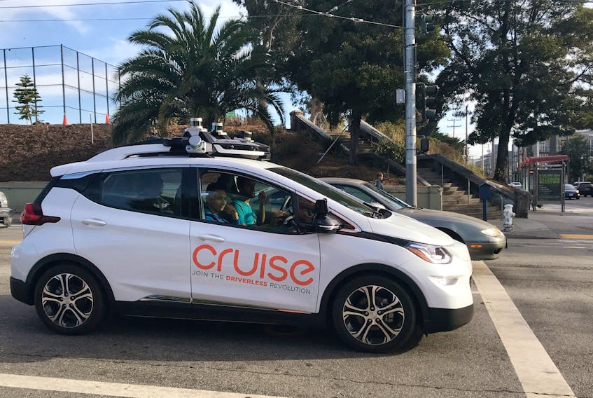 A Cruise self-driving car, which is owned by General Motors Corp, is seen outside the company’s headquarters in San Francisco where it does most of its testing, in California, U.S., September 26, 2018.  Picture taken on September 26, 2018.  