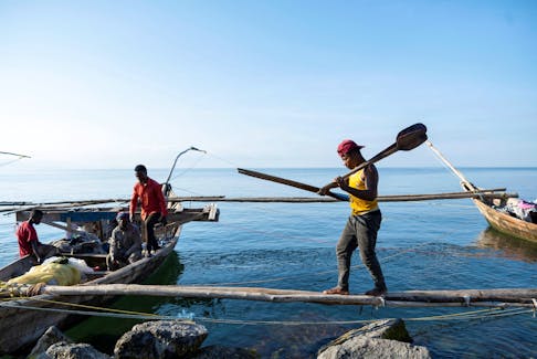 Fishermen prepare to sail at Lake Kivu, city of Goma, North Kivu province, Democratic Republic of the Congo October 22, 2023.
