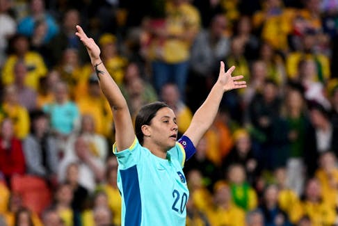 Soccer Football - FIFA Women's World Cup Australia and New Zealand 2023 - Third Place Playoff - Sweden v Australia - Brisbane Stadium, Brisbane, Australia - August 19, 2023 Australia's Sam Kerr reacts