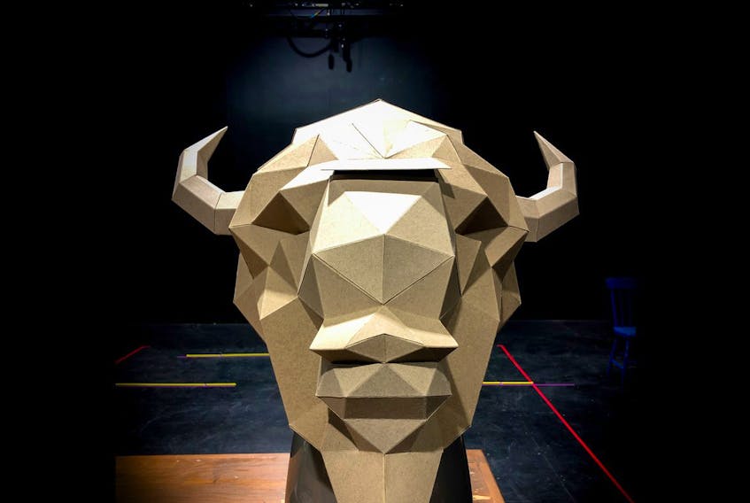 Each of the actors in Theatre New Brunswick play Wood Buffalo plays multiple characters as well as an animal, with masks made by costume designer Sherry Kinnear. - Matt Carter/Theatre New Brunswick