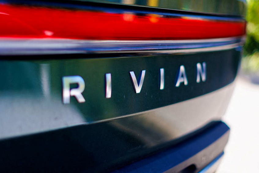 An electric pick-up truck is pictured at the Rivian Automotive Inc facility in Costa Mesa, California, U.S.,November 1, 2023.    