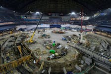 A view of construction at Rogers Centre taken on Nov. 13, 2023.