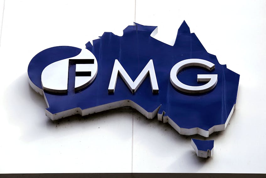 The logo of Fortescue Metals Group adorns their headquarters in Perth, Australia, November 11, 2015.