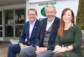Evergreen Home for Special Care in Kentville is going to be replaced. Kings North MLA John Lohr made the announcement at the home on Nov. 22. From left are Kings West MLA Chris Palmer, Lohr and Amanda Kelly, director of nursing at Evergreen’s senior centre.