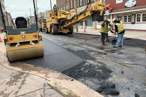 Work is progressing on repaving and completing the finishing touches on the street facelift after this summer's phase of the big dig on Charlotte Street in Sydney. Repaving continued Wednesday. BARB SWEET/CAPE BRETON POST