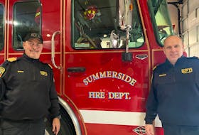 Ron Enman, left, and Kenny Blanchard, with the Summerside Fire Department, are gearing up to host the city's annual Santa Claus Parade on Dec. 1. – Kristin Gardiner/SaltWire