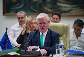 European Union's Special Representative for Human Rights, Eamon Gilmore, speaks during a meeting with Cuban authorities in Havana, Cuba, November 24, 2023.
