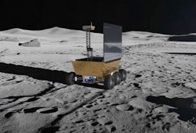 An artist's impression of the as-yet-unnamed lunar rover on the surface of the moon.