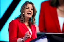 Alberta's Premier Danielle Smith makes a keynote speech at the LNG 2023 energy conference in Vancouver, British Columbia, Canada July 13, 2023.