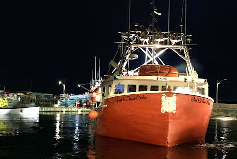 The Port LaTour Pride pulls away from its berth at the Port LaTour wharf in Shelburne County on Nov. 26, bound for the Lobster Fishing Area (LFA) 33 fishing grounds, marking the start of the six-month commercial lobster fishery. Kathy Johnson
