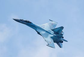 A Russian Sukhoi Su-35S jet fighter performs a flight during the Aviadarts competition, as part of the International Army Games 2021, at the Dubrovichi range outside Ryazan, Russia August 27, 2021.