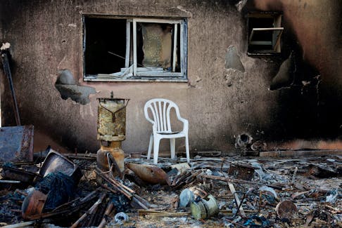 A view shows a destroyed home riddled with bullets, following the deadly October 7 attack by Hamas gunmen from the Gaza Strip, in Kibbutz Kfar Aza, southern Israel November 2, 2023.