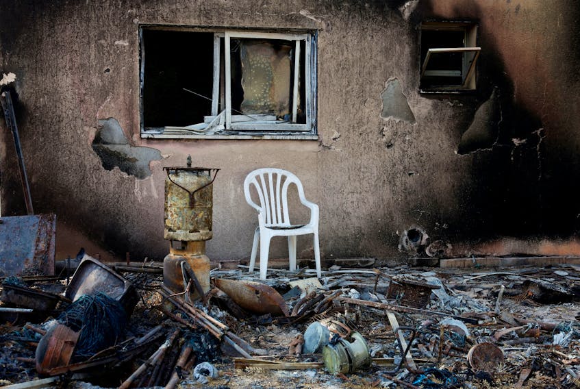 A view shows a destroyed home riddled with bullets, following the deadly October 7 attack by Hamas gunmen from the Gaza Strip, in Kibbutz Kfar Aza, southern Israel November 2, 2023.