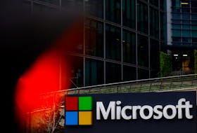 A view shows a Microsoft logo at Microsoft offices in Issy-les-Moulineaux near Paris, France, January 25, 2023.