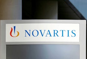 The logo of Swiss drugmaker Novartis is pictured at the company's French headquarters in Rueil-Malmaison near Paris, France, April 22, 2020.