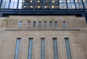 The Art Deco facade of the original Toronto Stock Exchange building is seen on Bay Street in Toronto, Ontario, Canada January 23, 2019.  